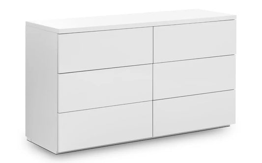 Monaco 6 Drawer Wide Chest - White Gloss Julian Bowen