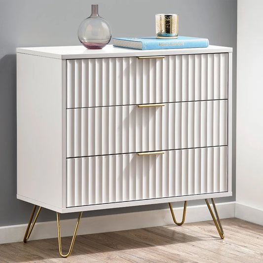 Murano 3 Drawer Chest - Matt White Julian Bowen