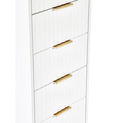 Murano 5 Drawer Tallboy - Matt White Julian Bowen