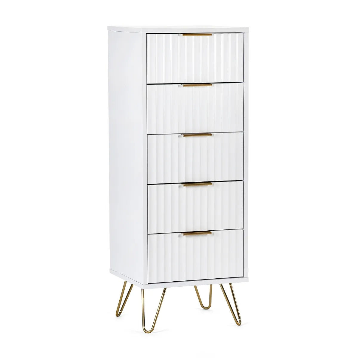 Murano 5 Drawer Tallboy - Matt White Julian Bowen