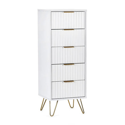 Murano 5 Drawer Tallboy - Matt White Julian Bowen