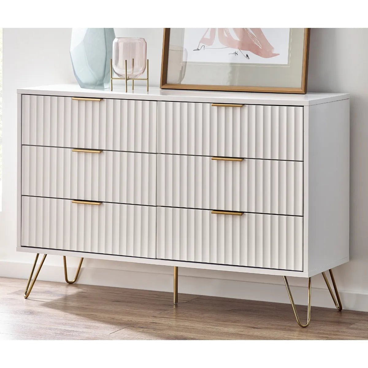 Murano 6 Drawer Chest - Matt White Julian Bowen