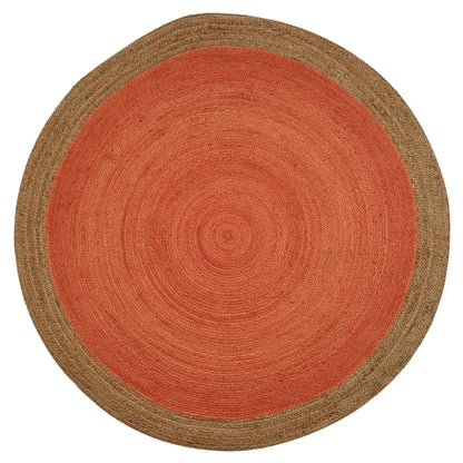 Milano Soft Jute Rug with Blood Orange Centre - 120cm Diameter - Oakavia