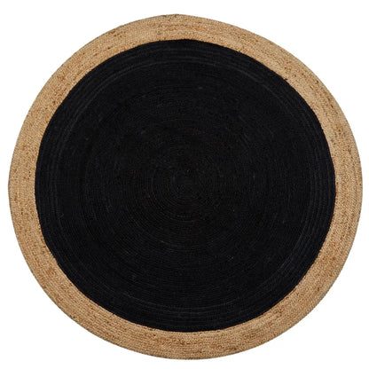 Milano Soft Jute Rug with Charcoal Centre - 200cm Diameter - Oakavia