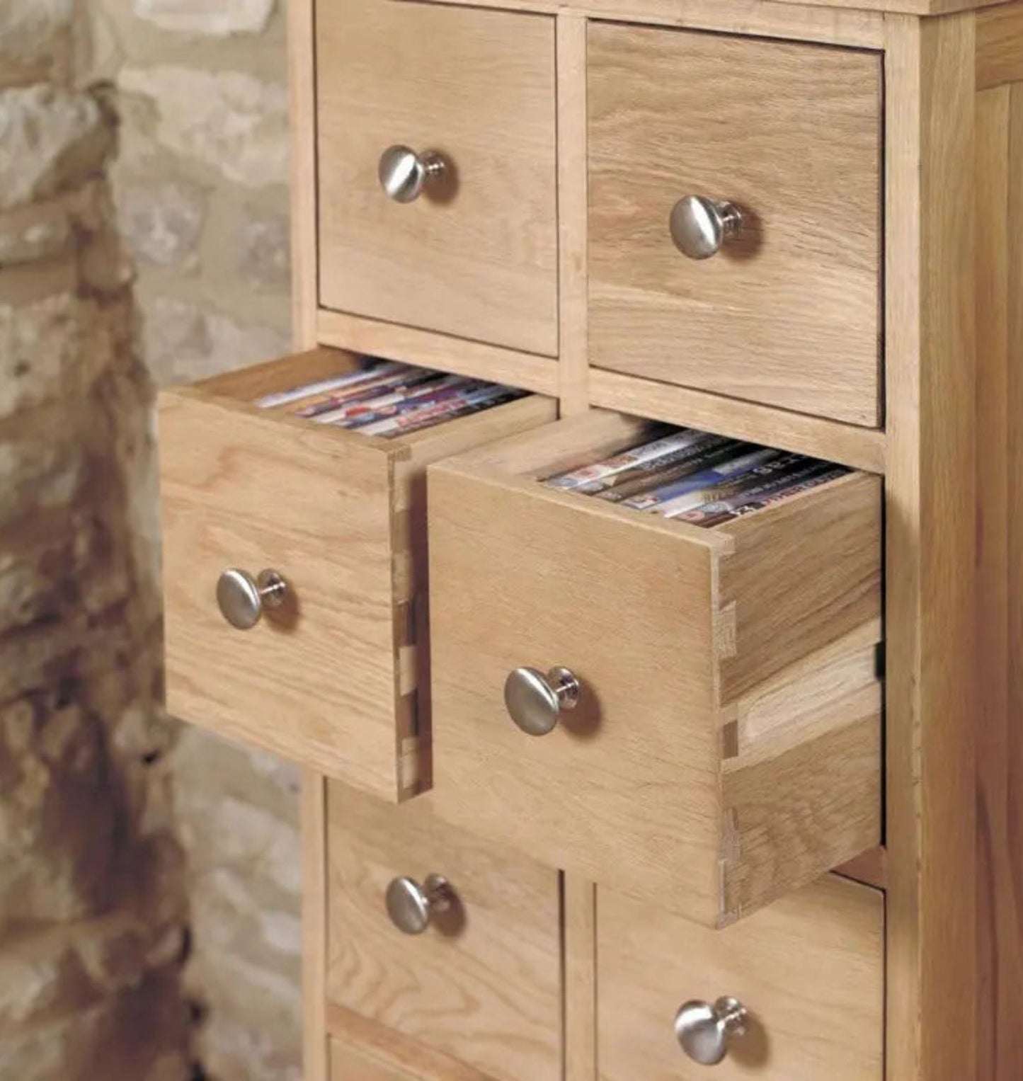 Mobel Oak Multi-Drawer DVD / CD Storage Chest Baumhaus