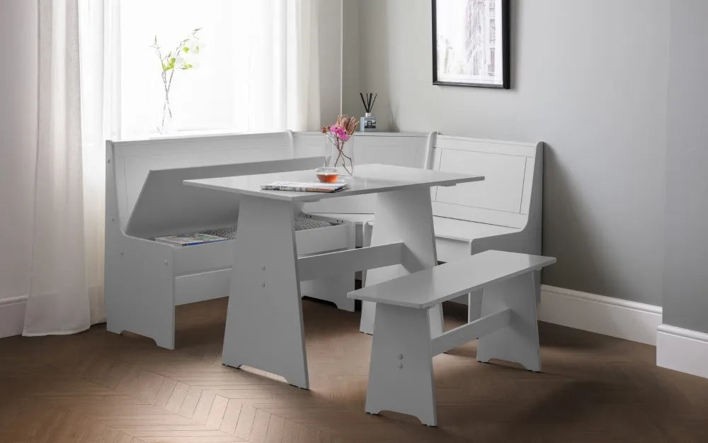 NEWPORT CORNER DINING SET WITH STORAGE BENCH - DOVE GREY Julian Bowen