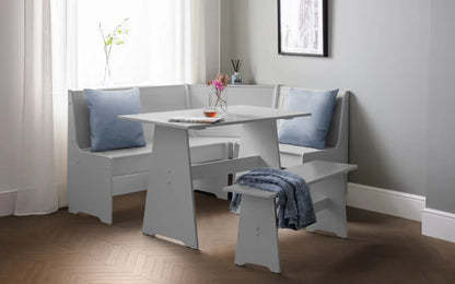 NEWPORT CORNER DINING SET WITH STORAGE BENCH - DOVE GREY Julian Bowen