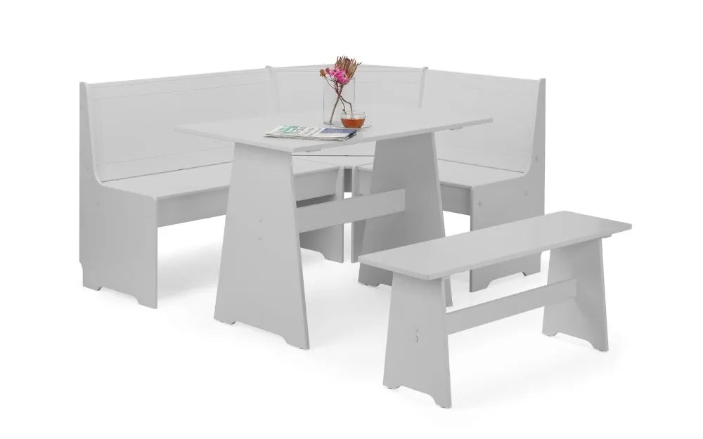 NEWPORT CORNER DINING SET WITH STORAGE BENCH - DOVE GREY Julian Bowen