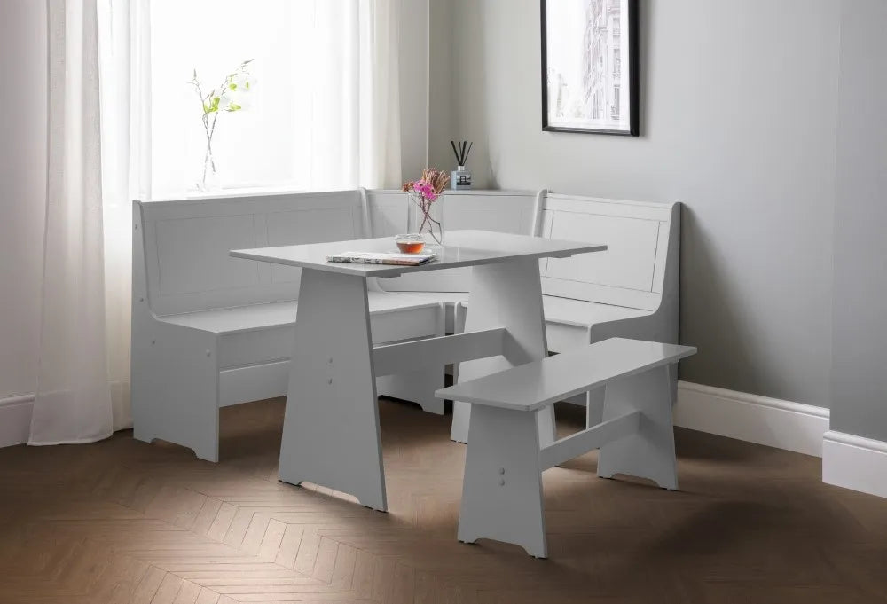 NEWPORT CORNER DINING SET WITH STORAGE BENCH - DOVE GREY Julian Bowen