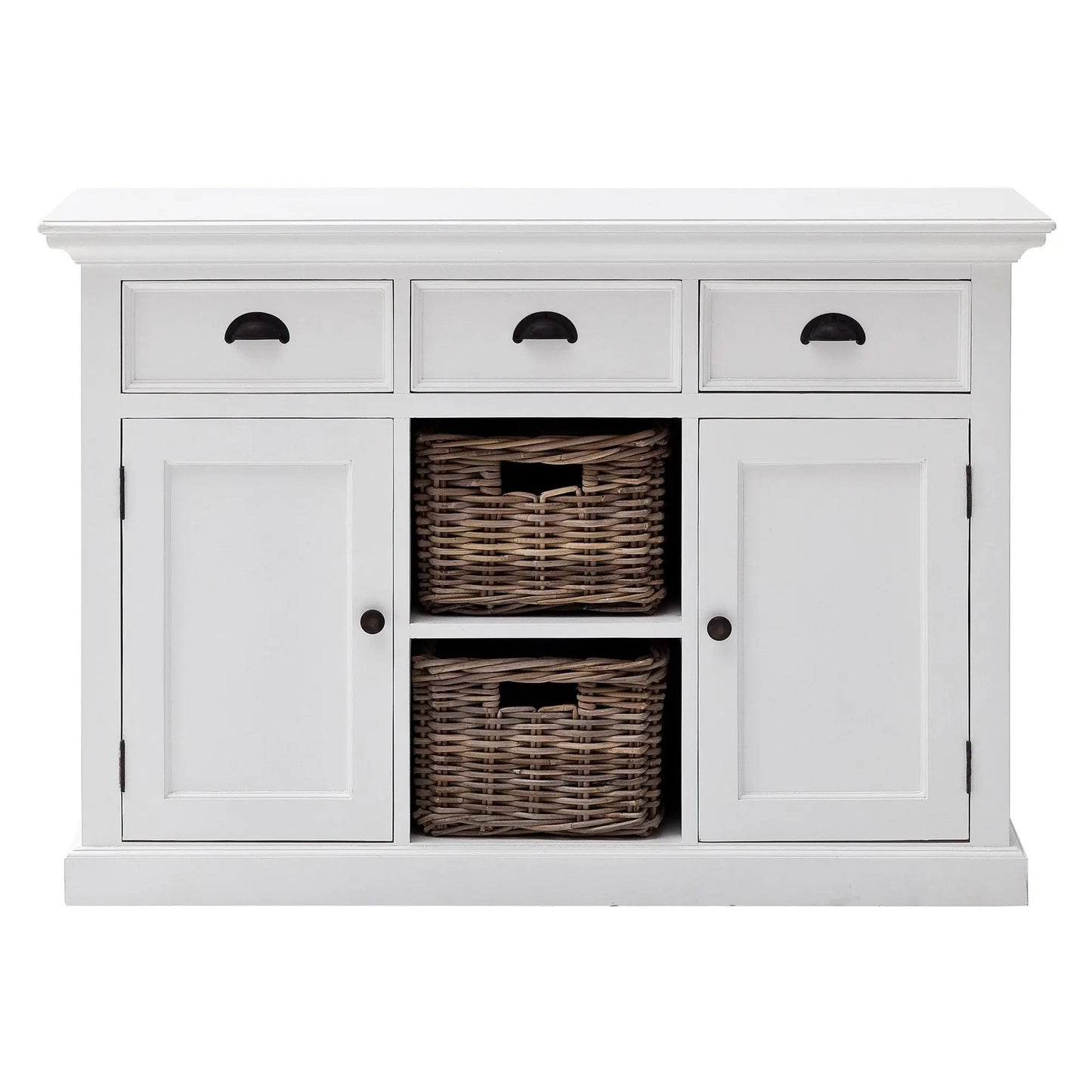 NovaSolo Halifax Classic White Buffet with 2 Baskets - Oakavia