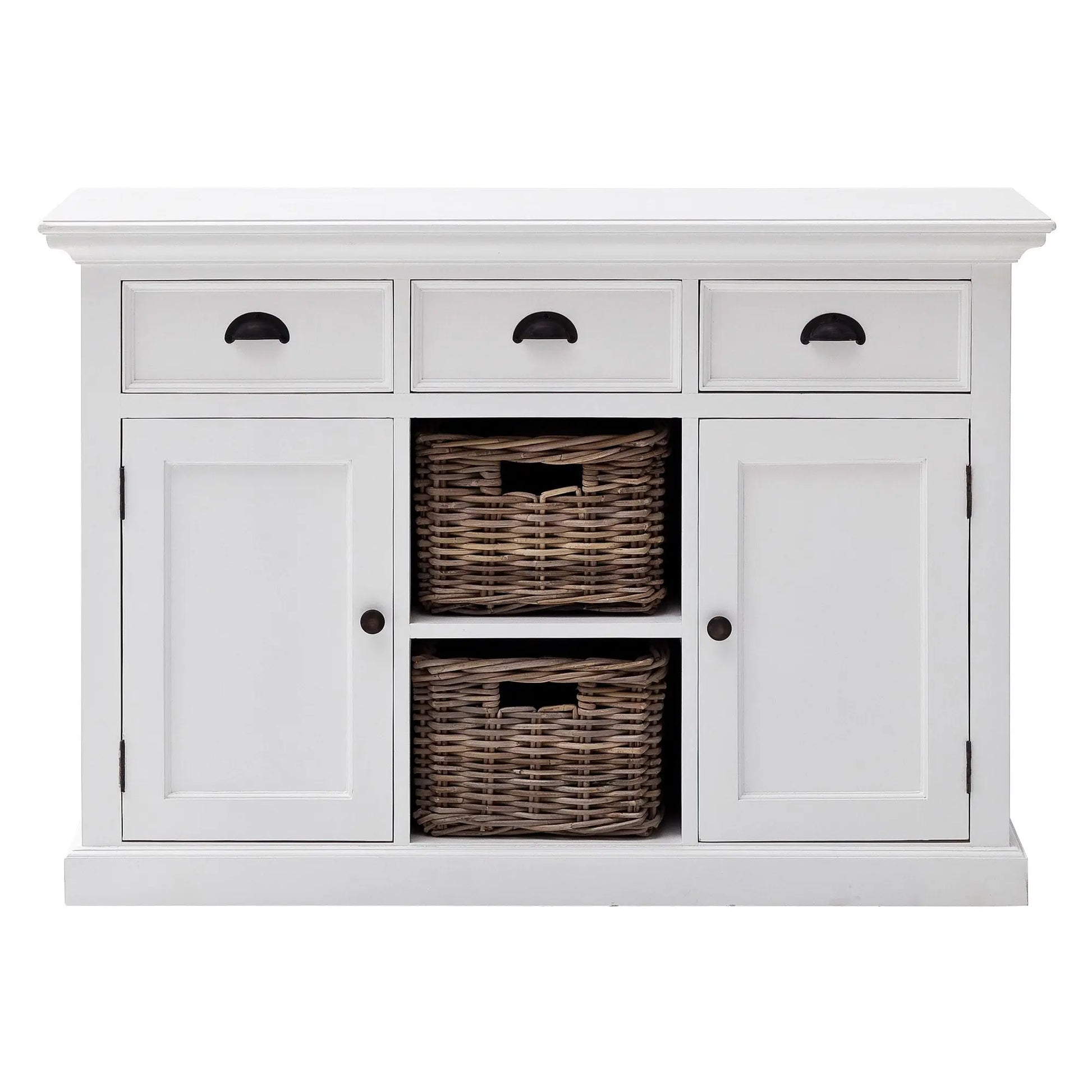 NovaSolo Halifax Classic White Buffet with 2 Baskets - Oakavia