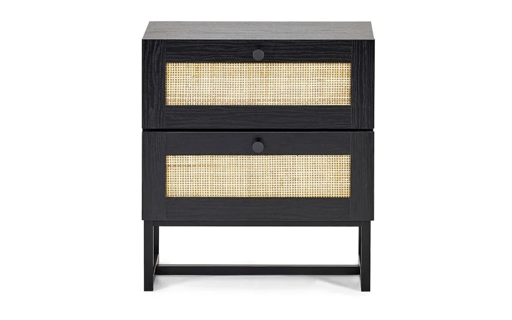 Padstow 2 Drawer Bedside - Black Julian Bowen