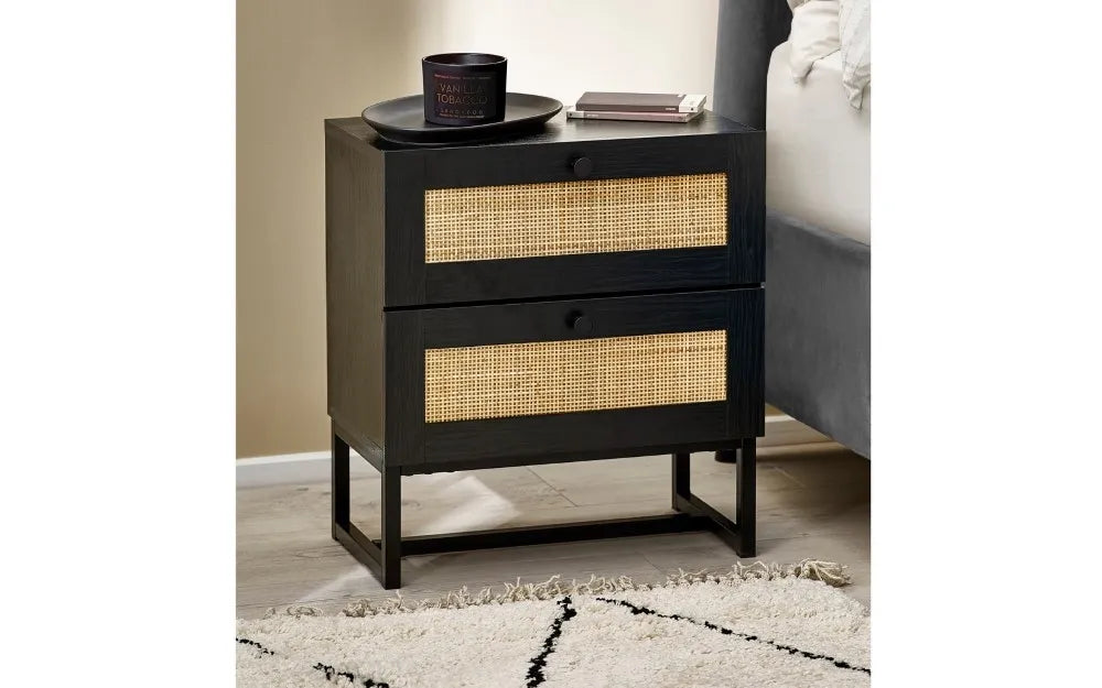 Padstow 2 Drawer Bedside - Black Julian Bowen