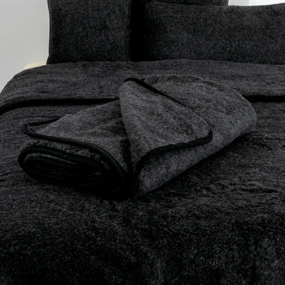 Merino Wool Blanket 130 x 170cm - Black - Oakavia