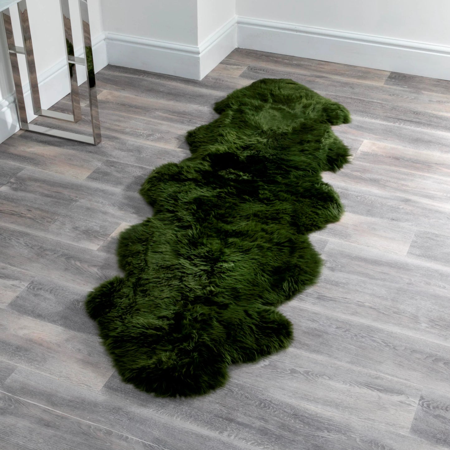 Double Olive Green Sheepskin Rug - Oakavia