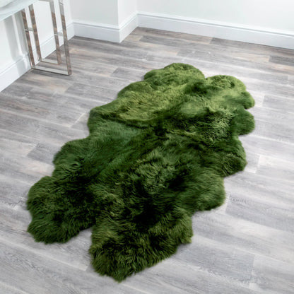 Quad Olive Green Sheepskin Rug - Oakavia