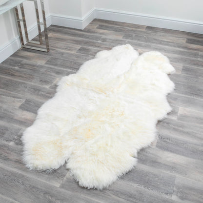 Quad Natural White Sheepskin Rug - Oakavia