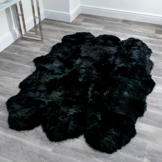 Sextuple Black Sheepskin Rug - Oakavia