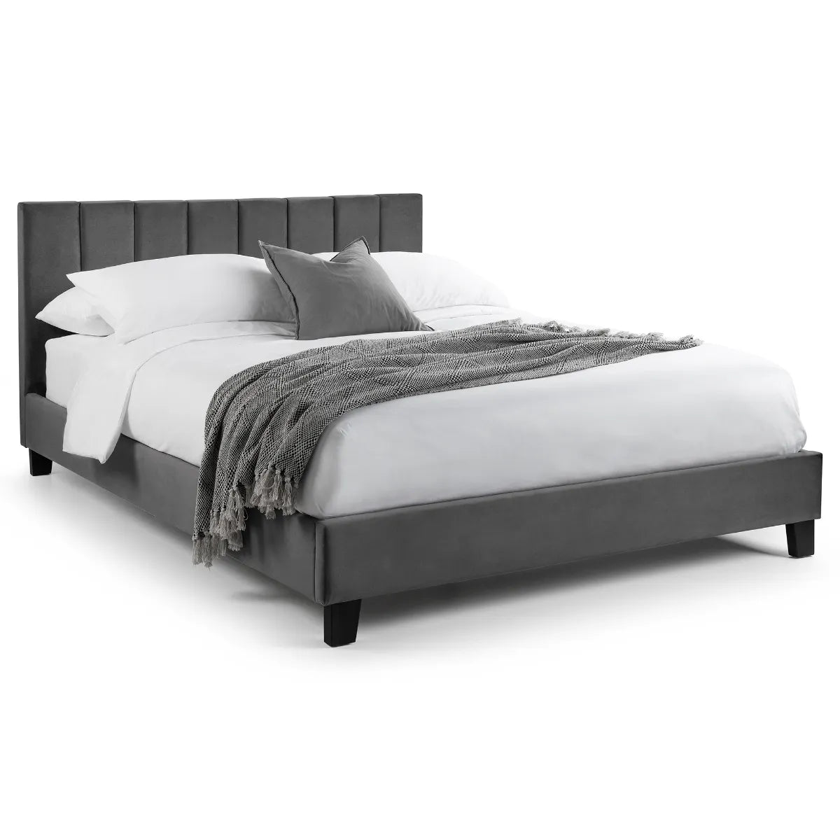 Rosa Velvet Bed in a Box 135cm Double - Grey Julian Bowen