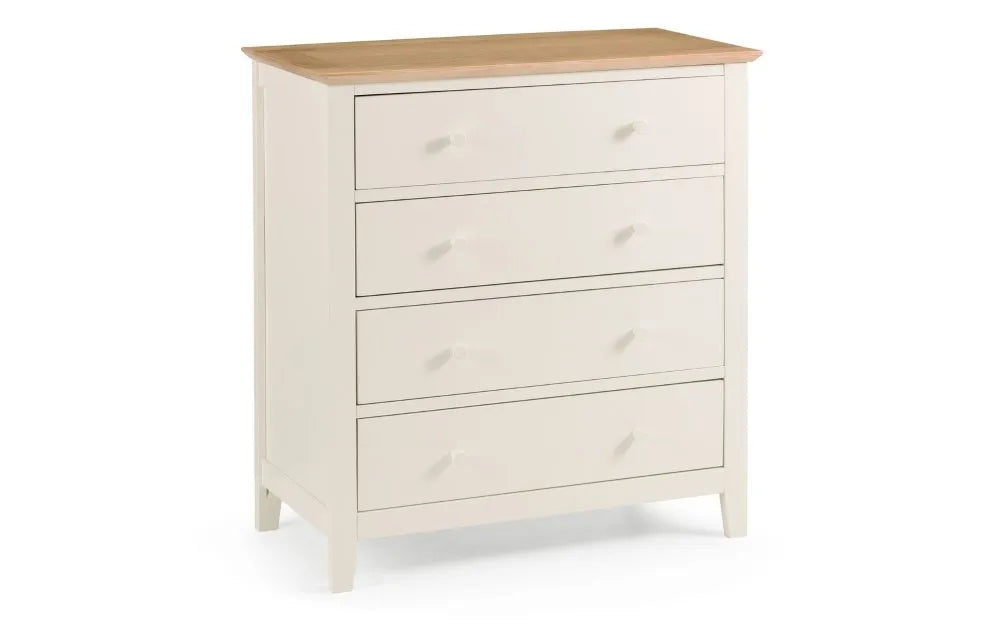 Salerno Shaker Ivory/Oak 4 Drawer Chest Julian Bowen