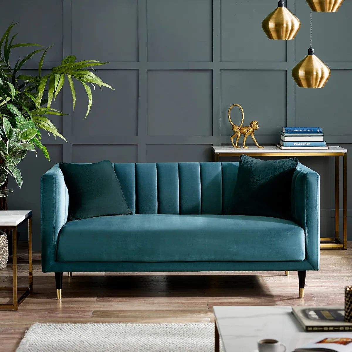 Salma Scalloped Back 2 Seater - Teal Julian Bowen