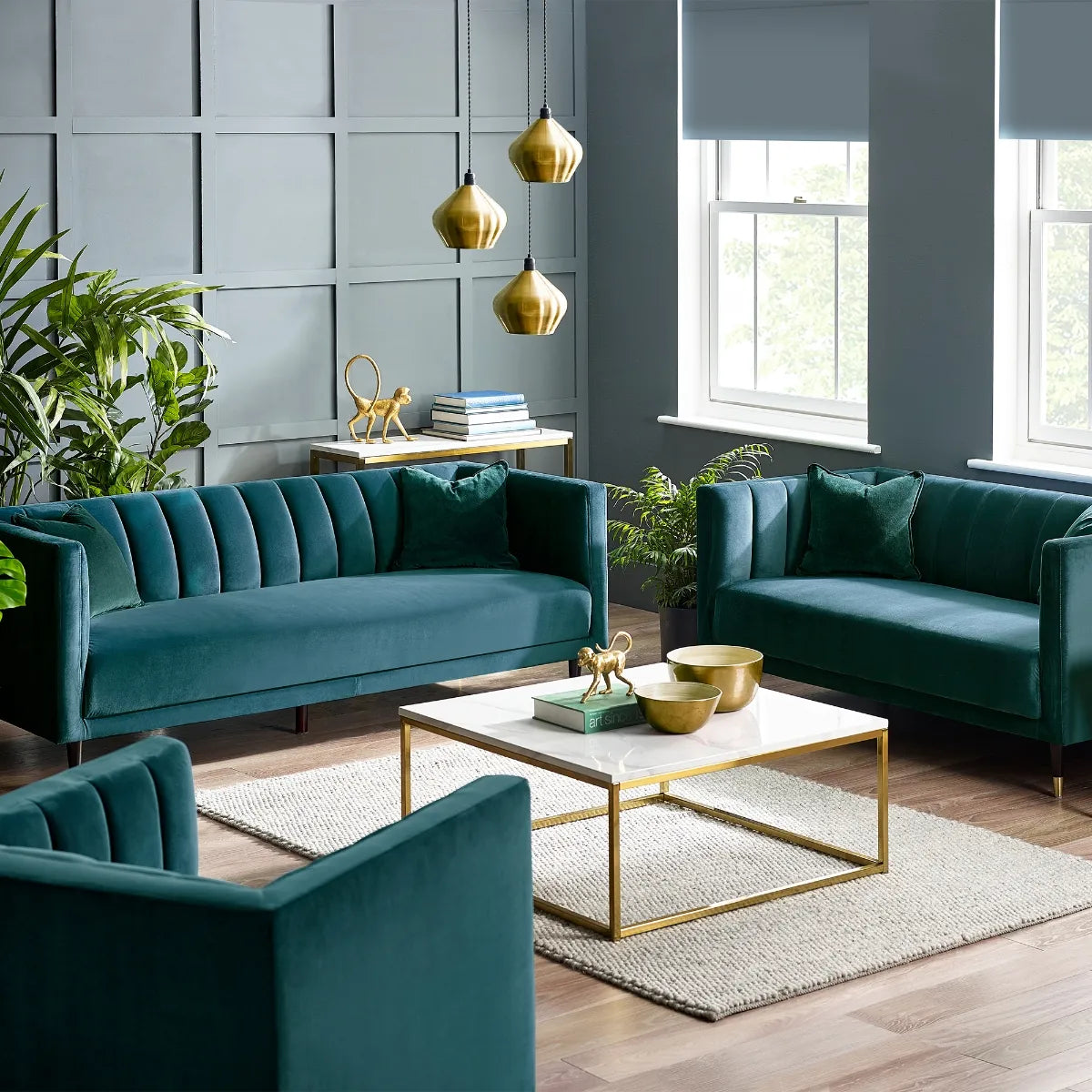 Salma Scalloped Back 2 Seater - Teal Julian Bowen