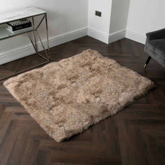 Light Brown Rectangle Sheepskin Rug- 130 x 150cm - Oakavia