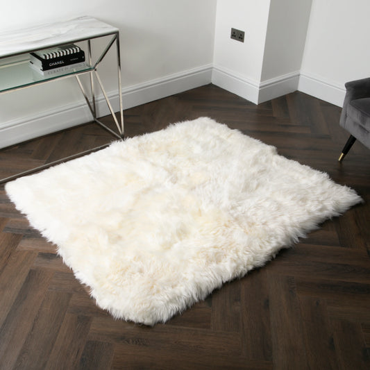 Natural Rectangle Sheepskin Rug - 130 x 150cm - Oakavia