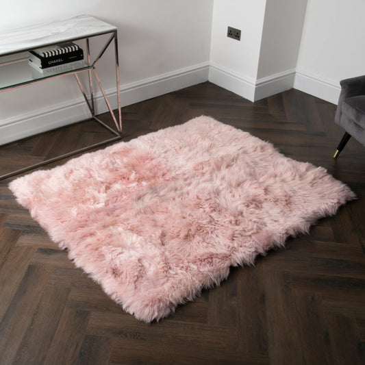 Pink Rectangle Sheepskin Rug - 130 x 150cm - Oakavia