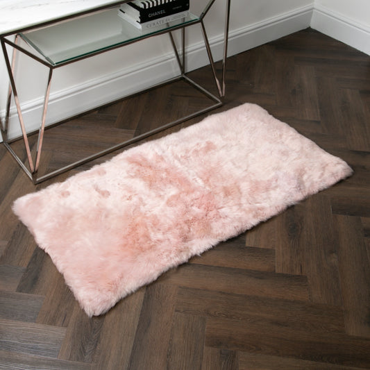 Pink Rectangle Sheepskin Rug - 70 x 140cm - Oakavia