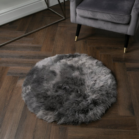 Grey Round Sheepskin Rug - 70cm - Oakavia