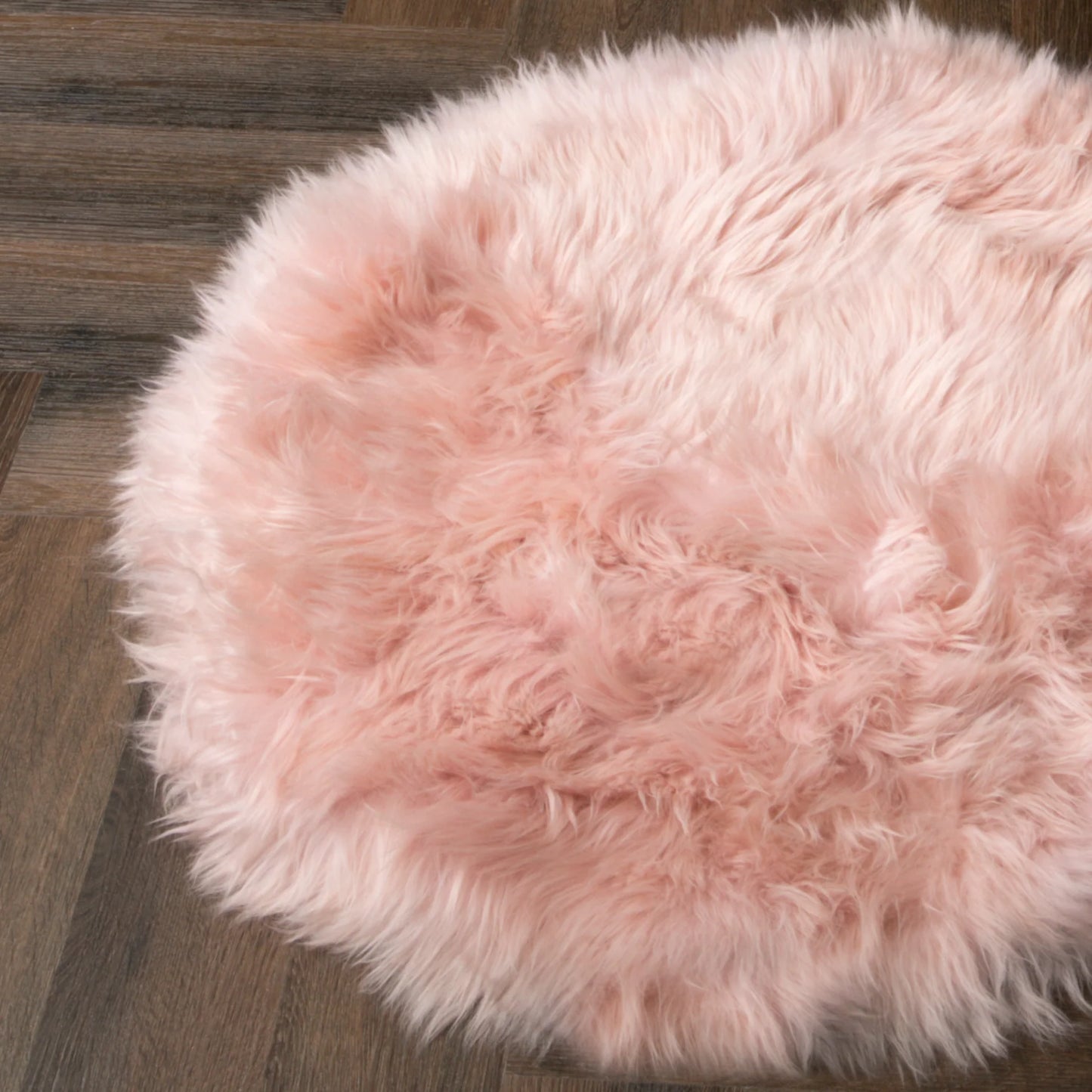 Pink Rectangle Sheepskin Rug - Circle 70cm - Oakavia