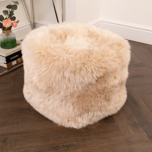 Cream Sheepskin Pouffe - Oakavia