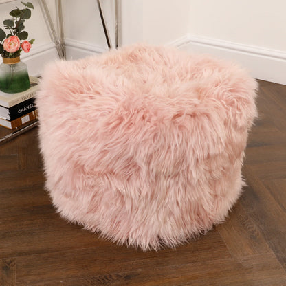 Pink Sheepskin Pouffe - Oakavia