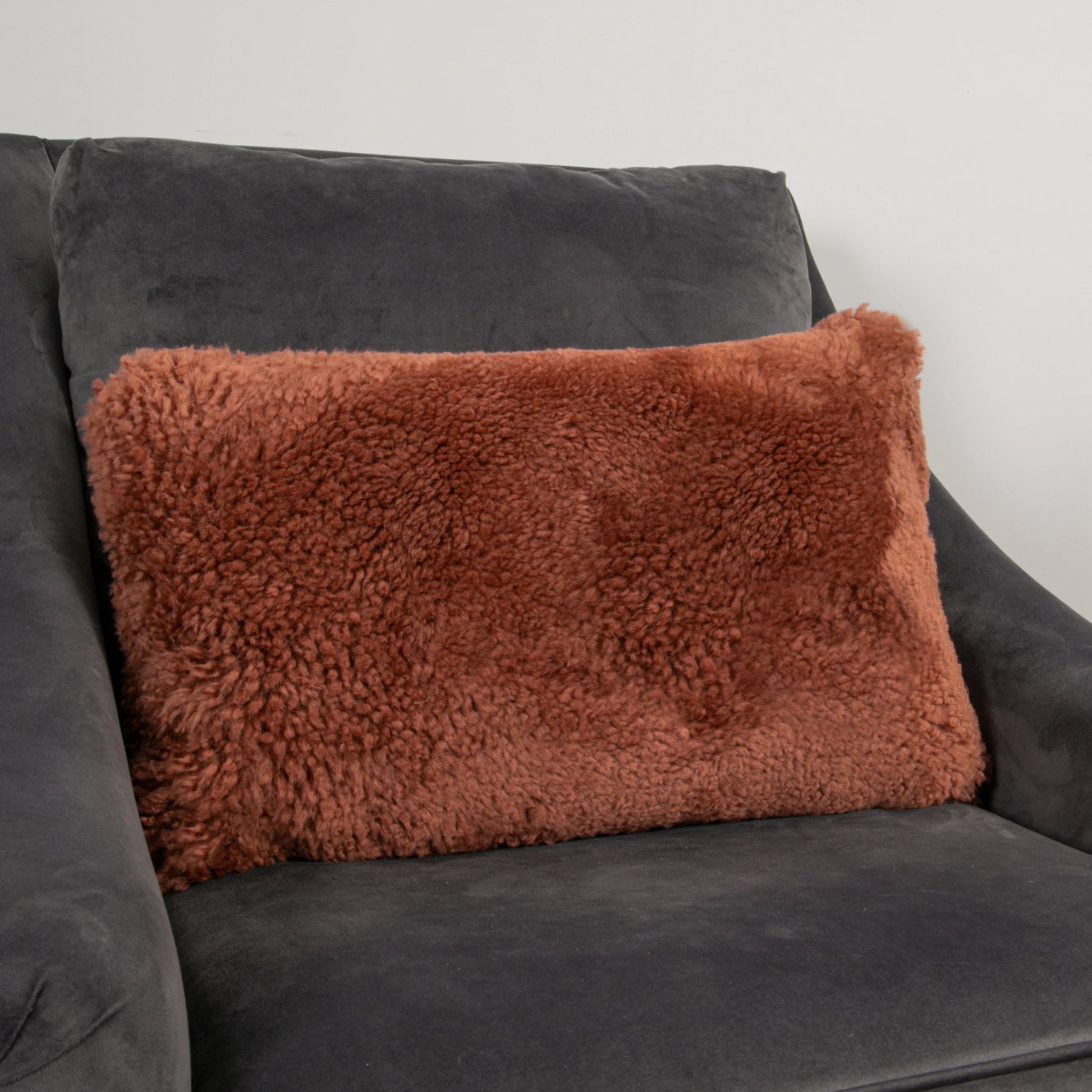 Coral Short Pile Sheepskin Cushion 30 x 50cm - Oakavia