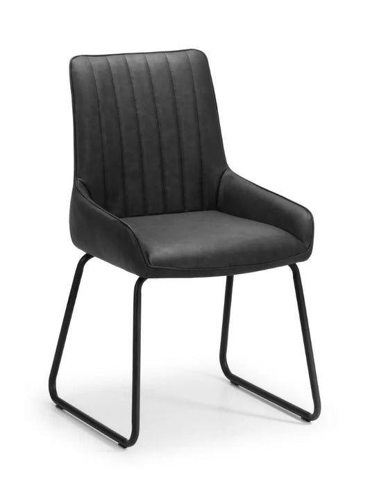 SOHO DINING CHAIR - ANTIQUE BLACK FAUX LEATHER & THIN FRAME Julian Bowen