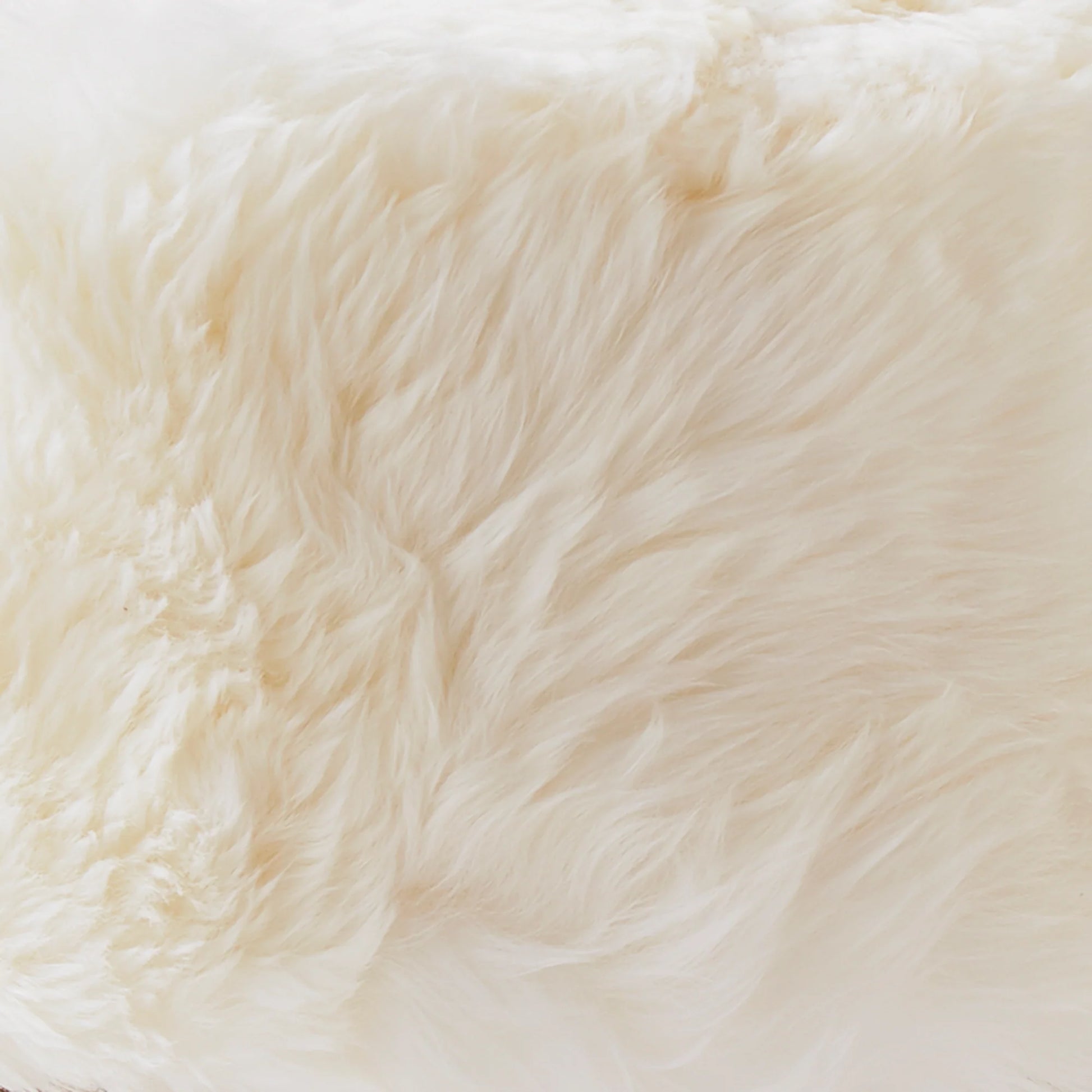 Natural White Sheepskin Wood Stool - Light Wood - Oakavia