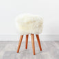 Natural Sheepskin Wood Stool - Woodstain - Oakavia