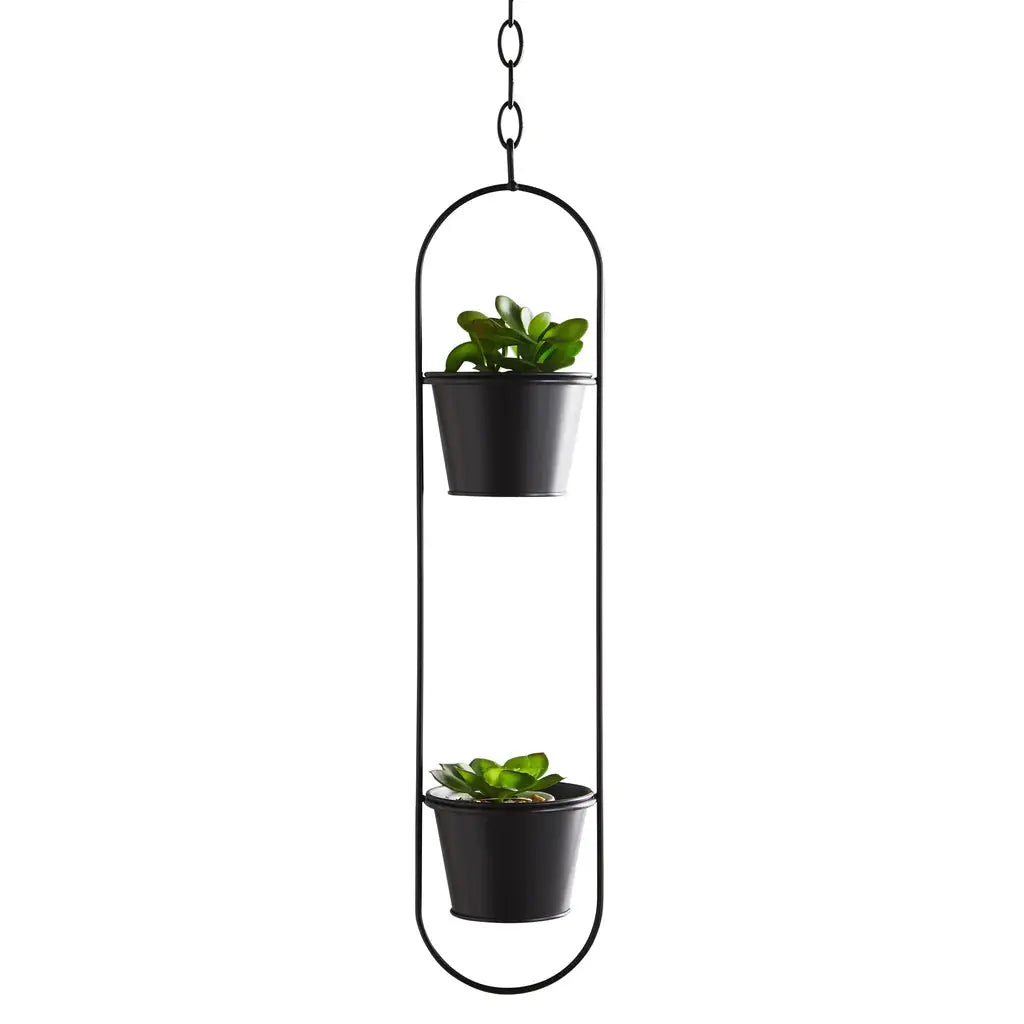 Small Duo Black Hanging Plant Holder - Oakavia