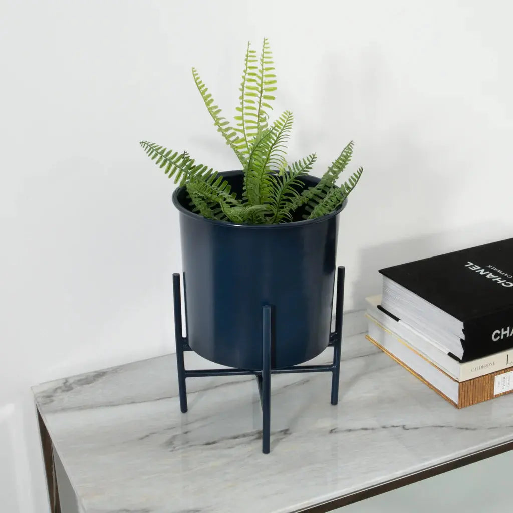 Stilts Navy Blue Plant Holder (30cm) - Oakavia