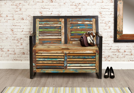 Wood Furniture UK - Shop Urban Chic Storage Monks Bench (with shoe storage) - Oakavia