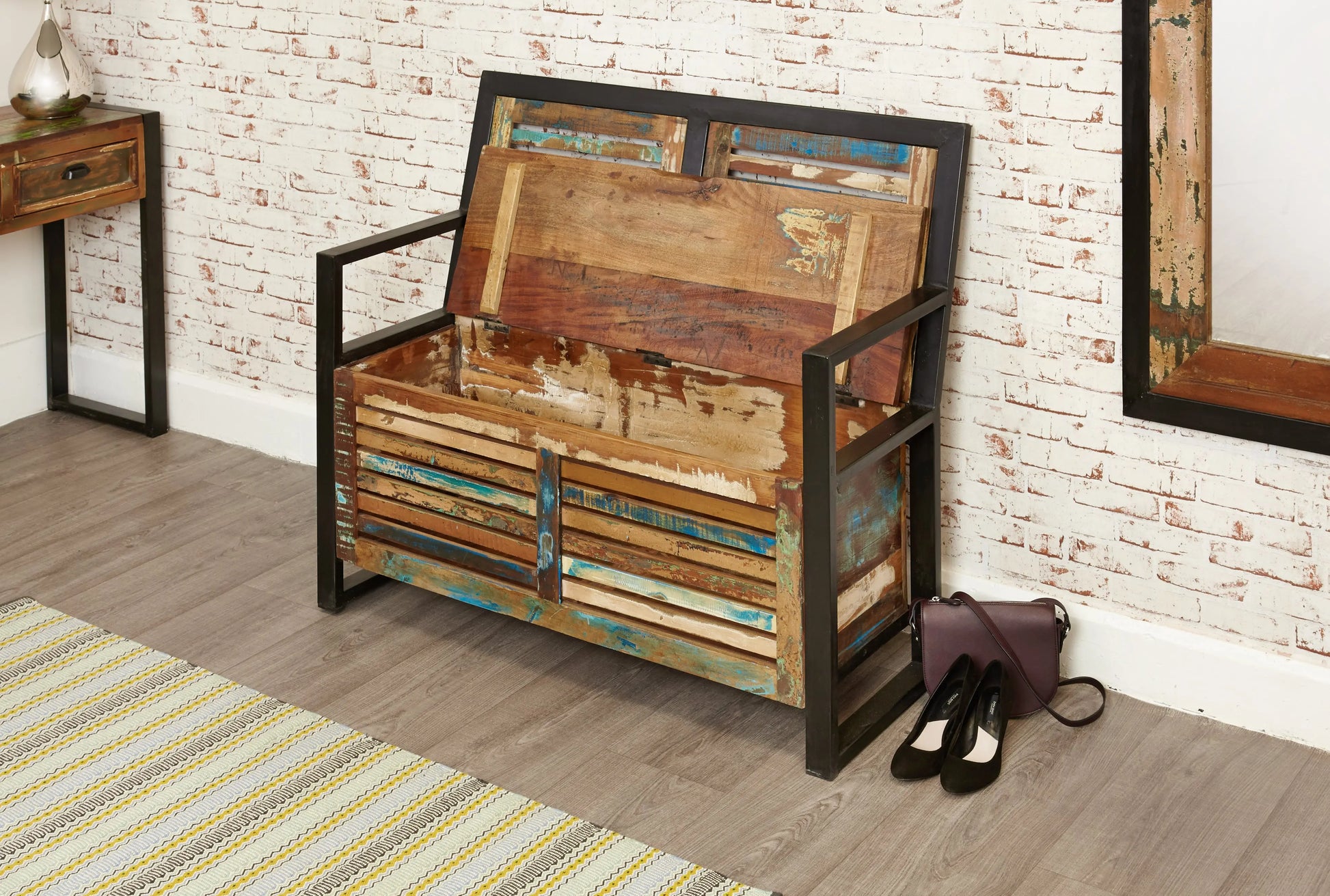 Wood Furniture UK - Shop Urban Chic Storage Monks Bench (with shoe storage) - Oakavia