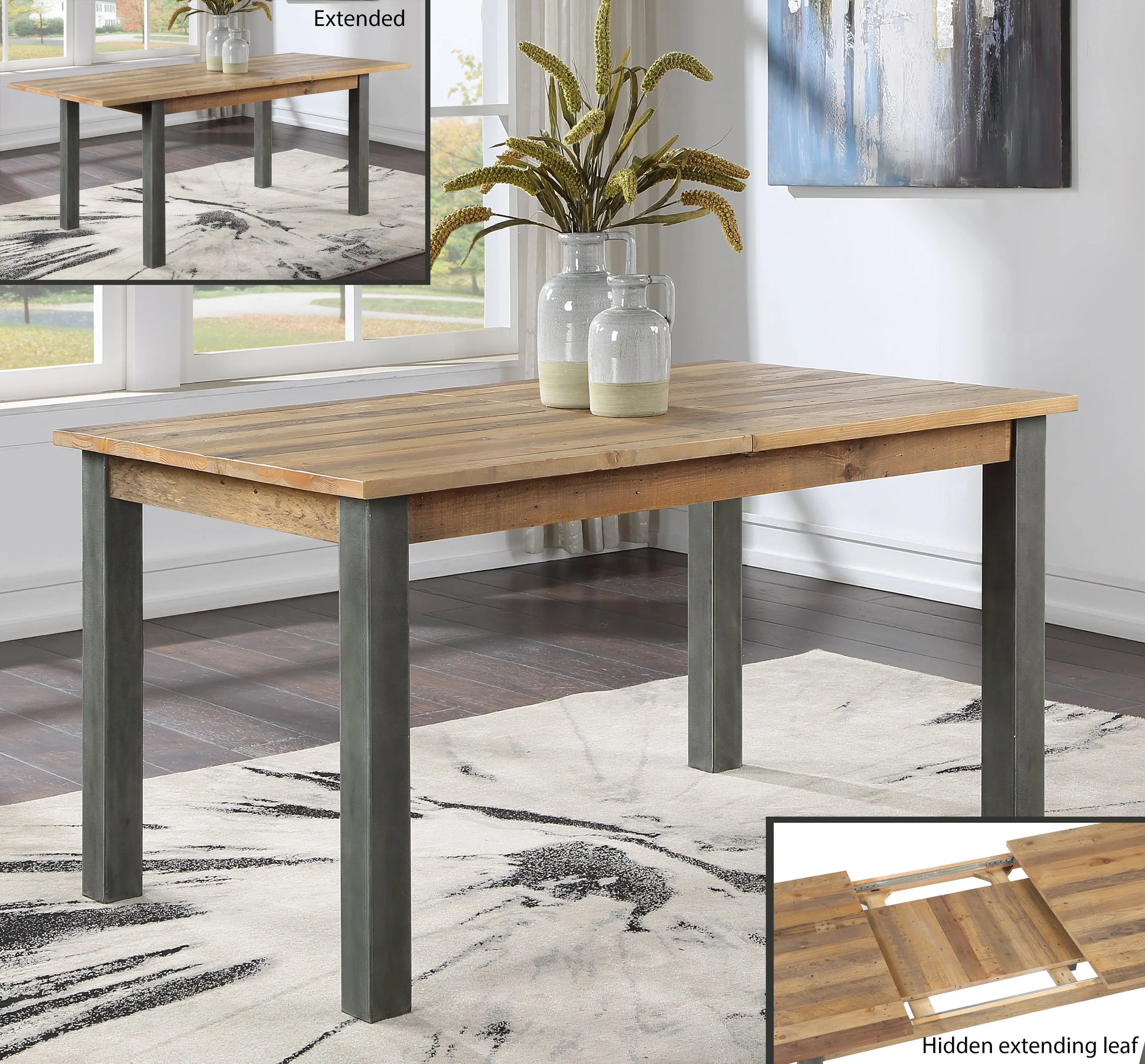 Wood Furniture UK - Shop Urban Elegance - Reclaimed Extending Dining Table - Oakavia