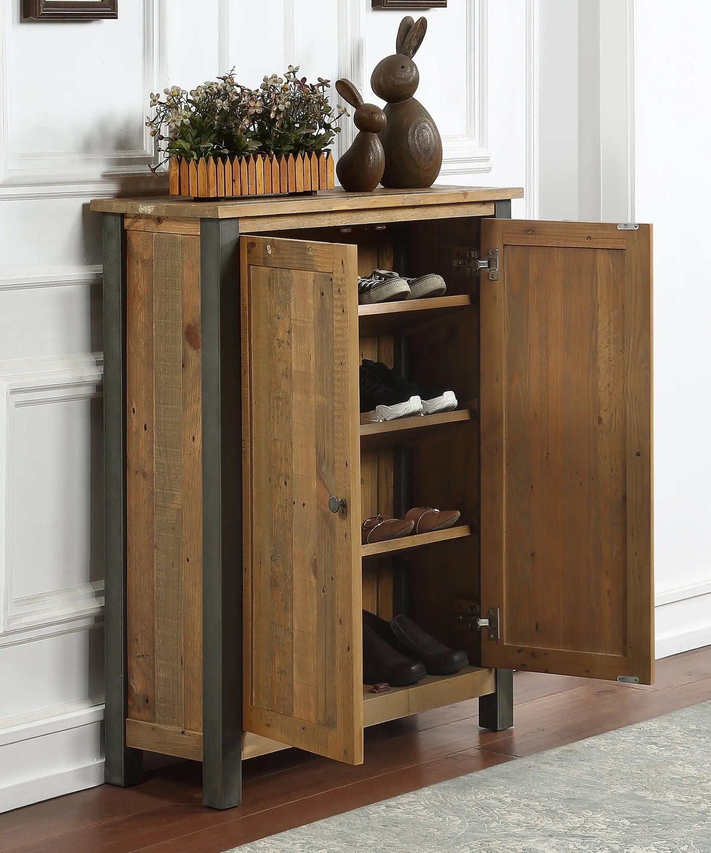 Wood Furniture UK - Shop Urban Elegance - Reclaimed Large Shoe Storage Cupboard - Oakavia