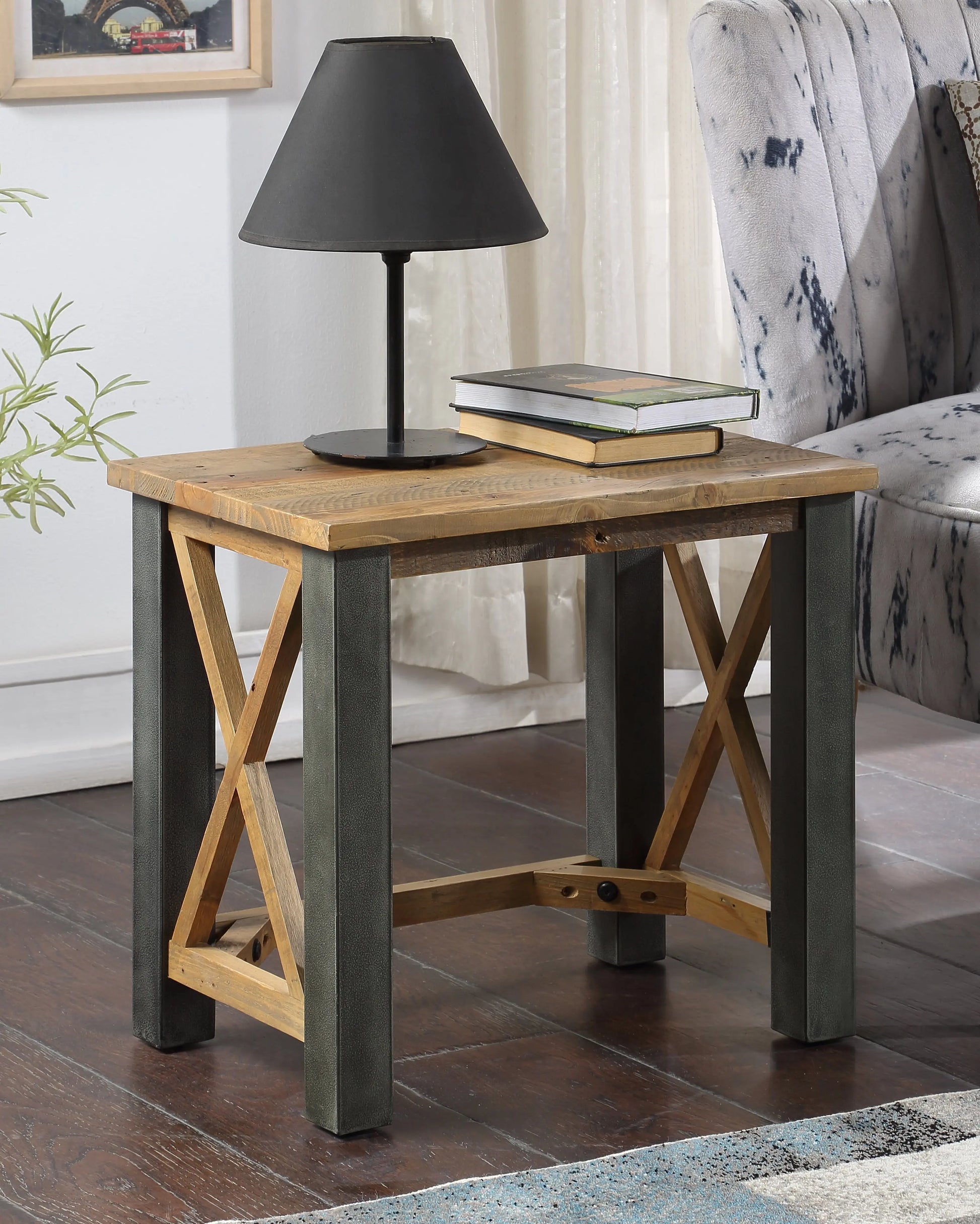 Wood Furniture UK - Shop Urban Elegance - Reclaimed Open Front Side / Lamp Table - Oakavia