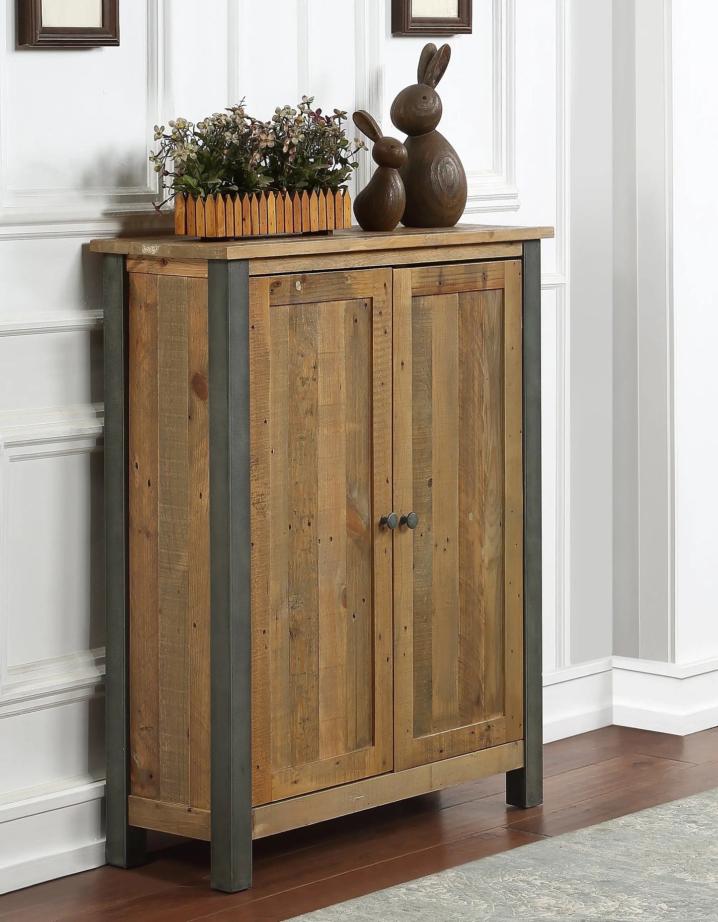 Wood Furniture UK - Shop Urban Elegance - Reclaimed Small Shoe Storage Cupboard - Oakavia