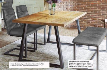 Urban Elegance - Reclaimed Table SMALL (Horizontal Leg / 95cm x 170cm top) 4-6 seater - Oakavia