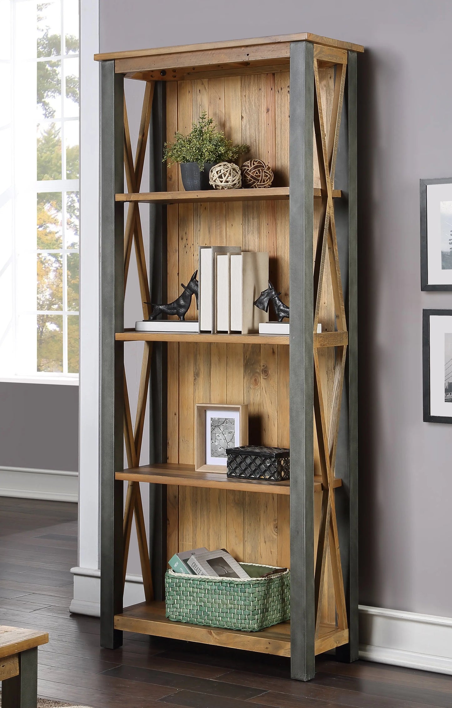 Wood Furniture UK - Shop Urban Elegance - Reclaimed Tall bookcase - Oakavia