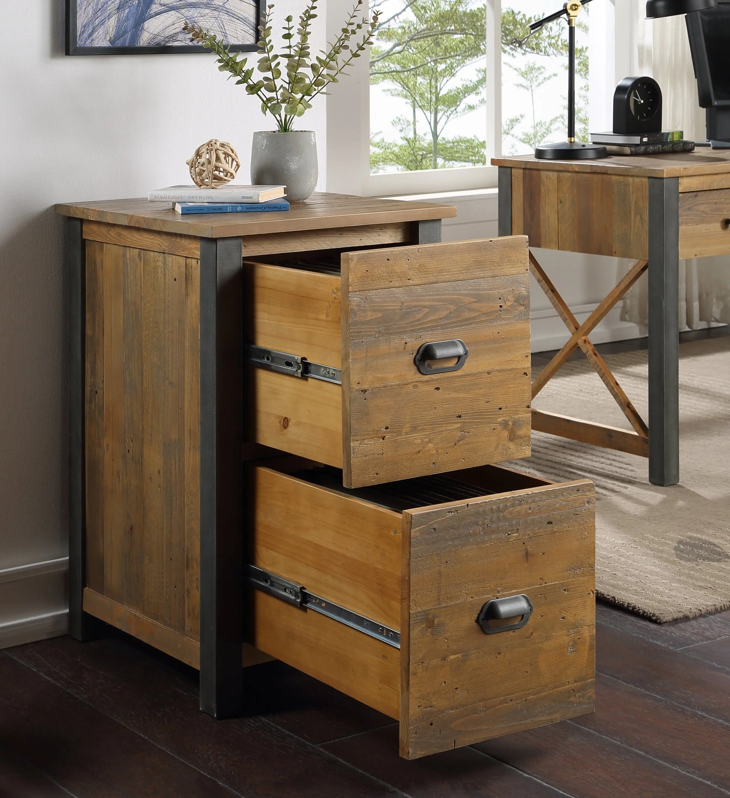 Wood Furniture UK - Shop Urban Elegance - Reclaimed Two Drawer Filing Cabinet - Oakavia