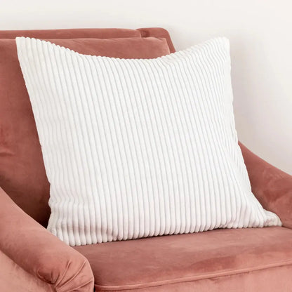 White Corduroy Cushion - Feather Filled - Oakavia